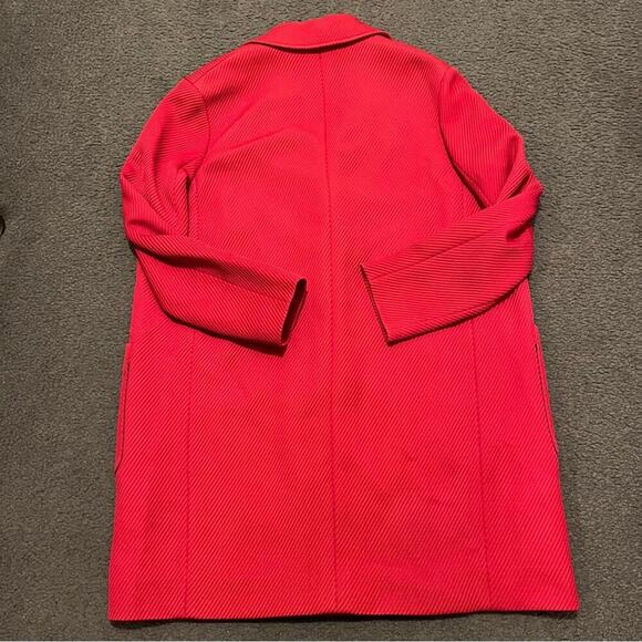 Lanvin Paris Red Ribbed Button Closure Pea Coat NWT - Picture 3 of 10